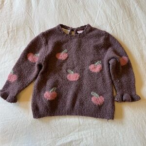 Zara Brown Sweater with Pink and Green Apple Design